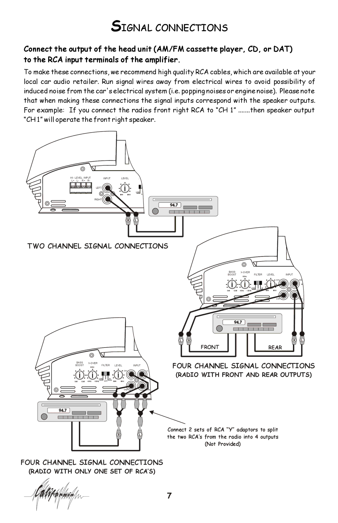 Profile 100SX installation instructions TWO Channel Signal Connections 