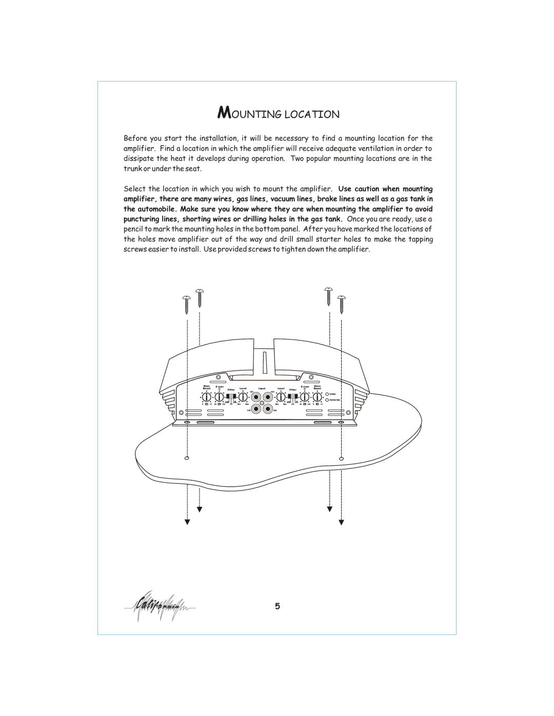 Profile 400SX installation instructions Mounting Location 