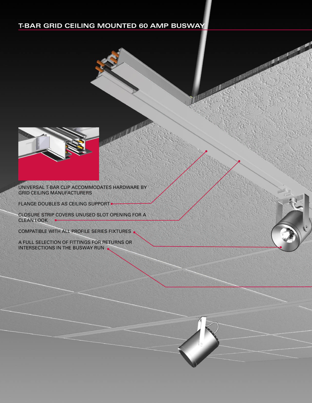 Profile 60 AMP BUSWAY manual BAR Grid Ceiling Mounted 60 AMP Busway 