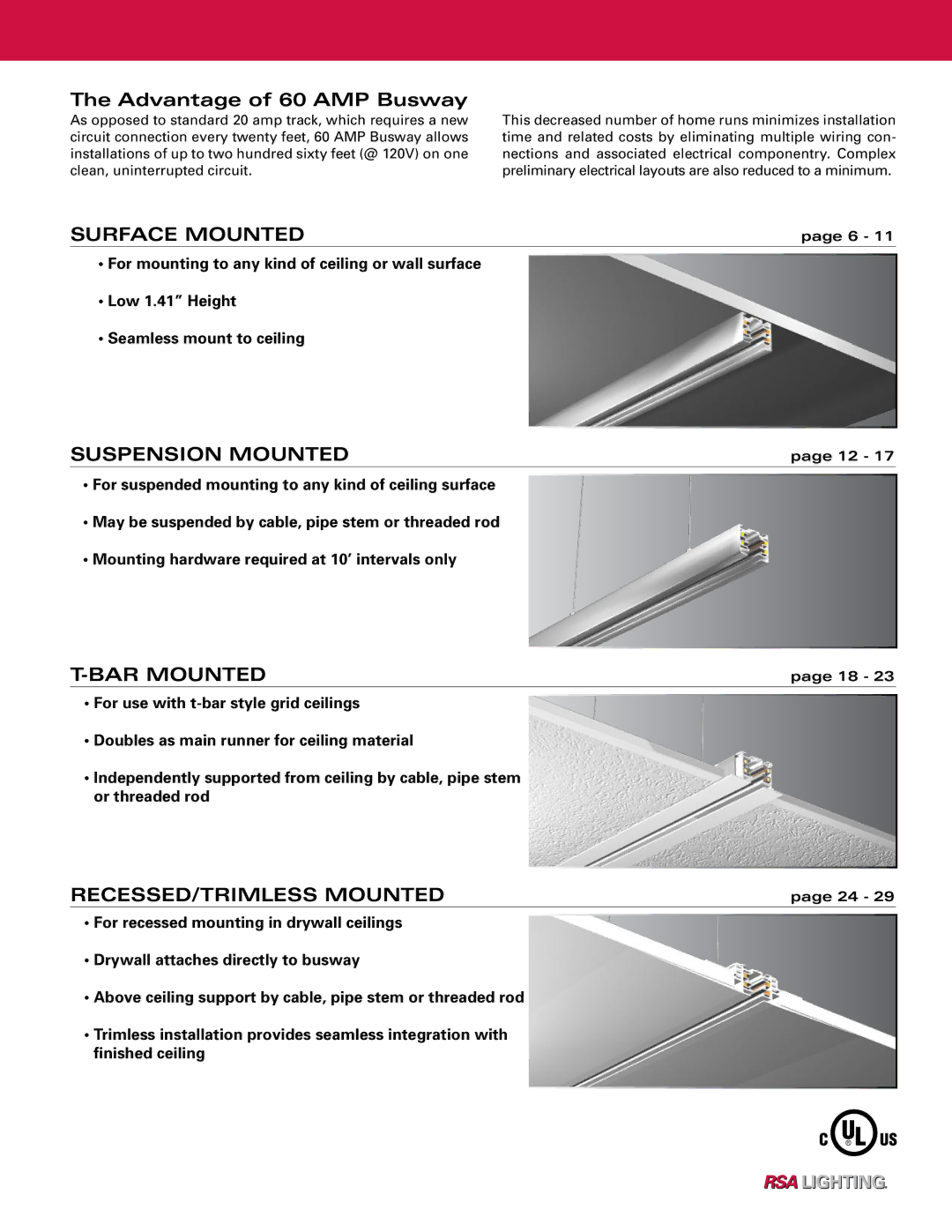 Profile 60 AMP BUSWAY manual Surface Mounted 