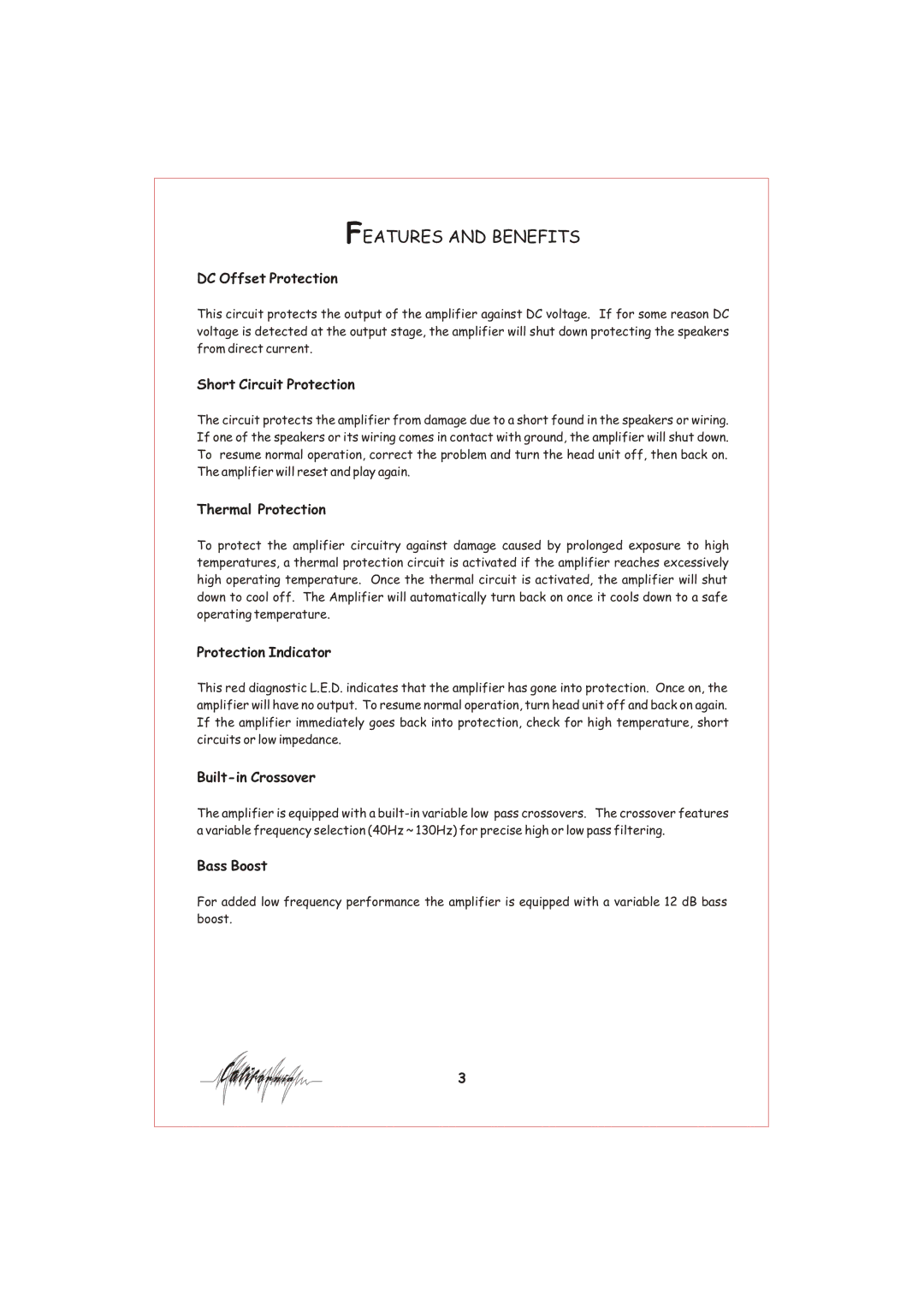 Profile 600MSX, 400MSX installation instructions Features and Benefits 