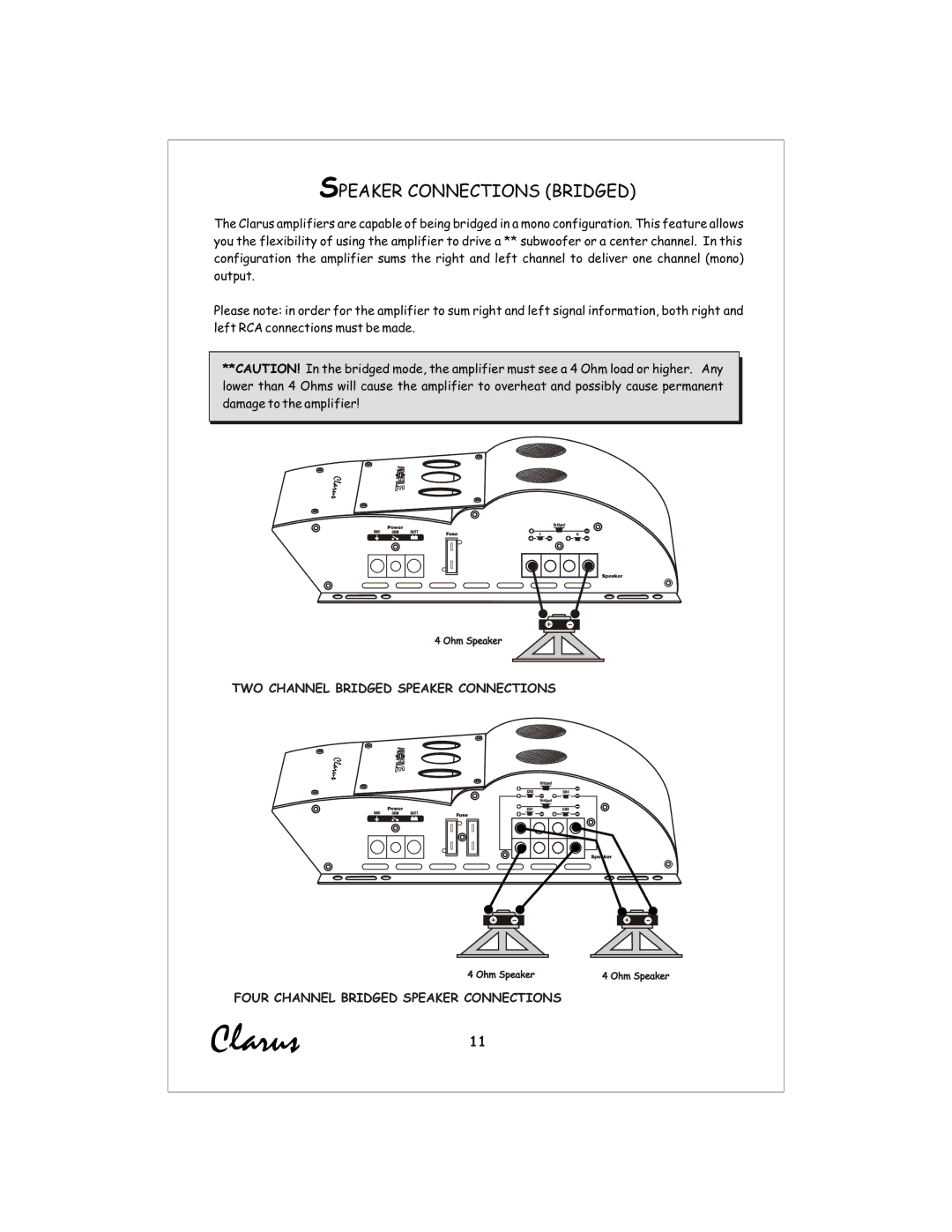 Profile CL440 installation instructions Speaker Connections Bridged 