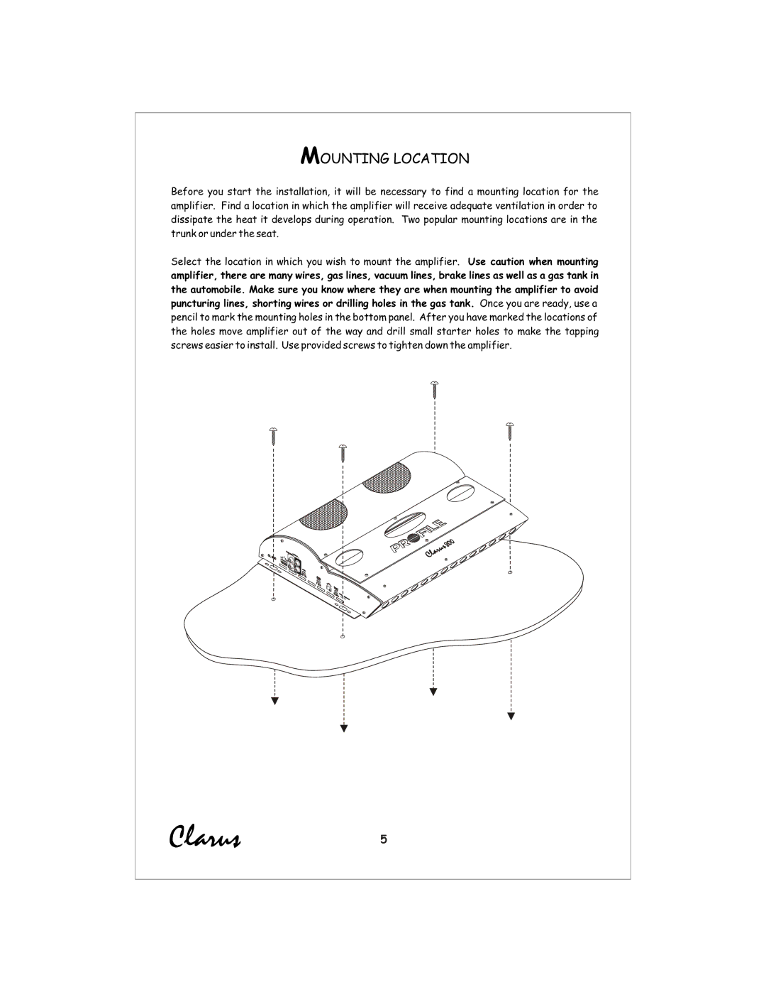 Profile CL440 installation instructions Mounting Location 