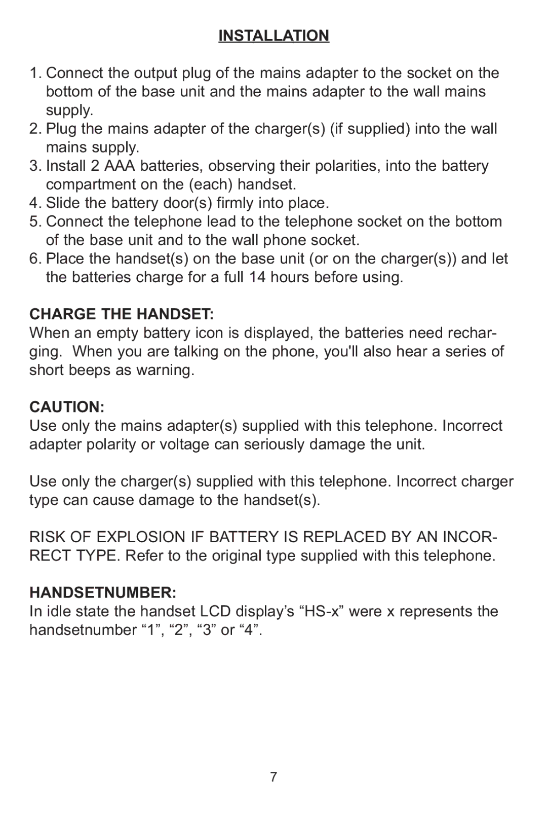 Profoon Telecommunicatie PDX-1100 series manual Charge the Handset, Handsetnumber 