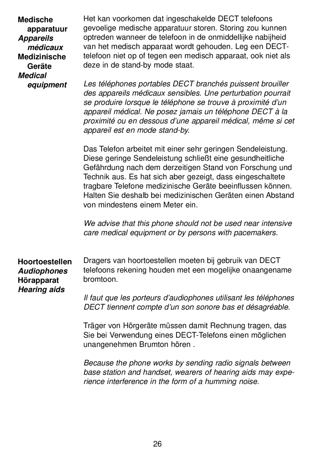 Profoon Telecommunicatie PDX-1400 manual Appareils, Médicaux, Medical, Equipment, Audiophones, Hearing aids 