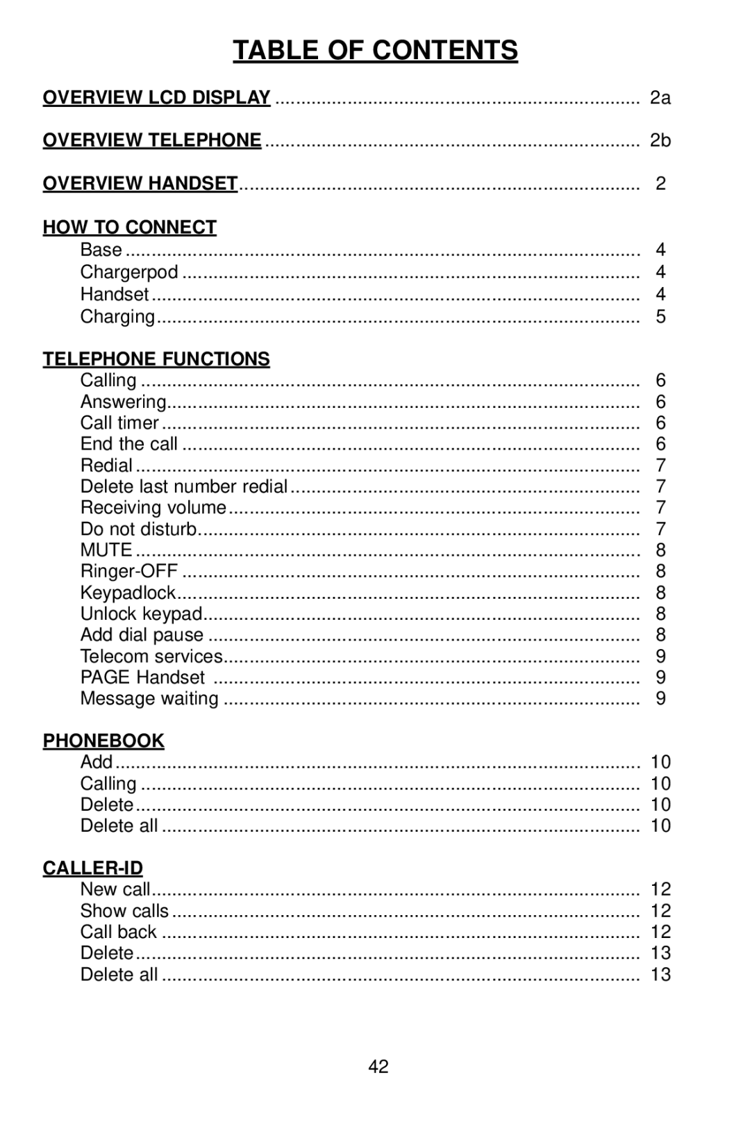 Profoon Telecommunicatie PDX-1400 manual Table of Contents 