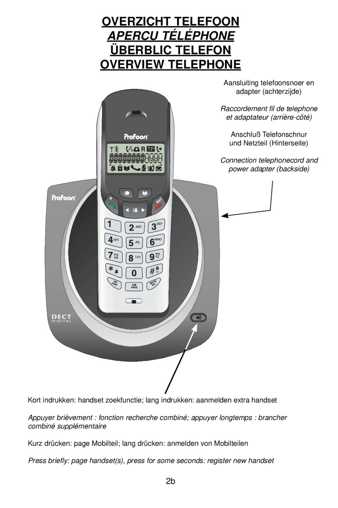 Profoon Telecommunicatie PDX-1400 manual Raccordement ﬁl de telephone Et adaptateur arrière-côté 