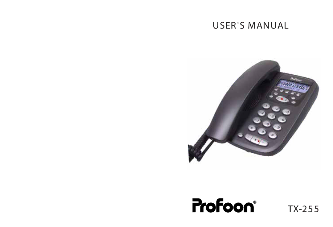 Profoon Telecommunicatie TX-255 manual Er S M An U Al 