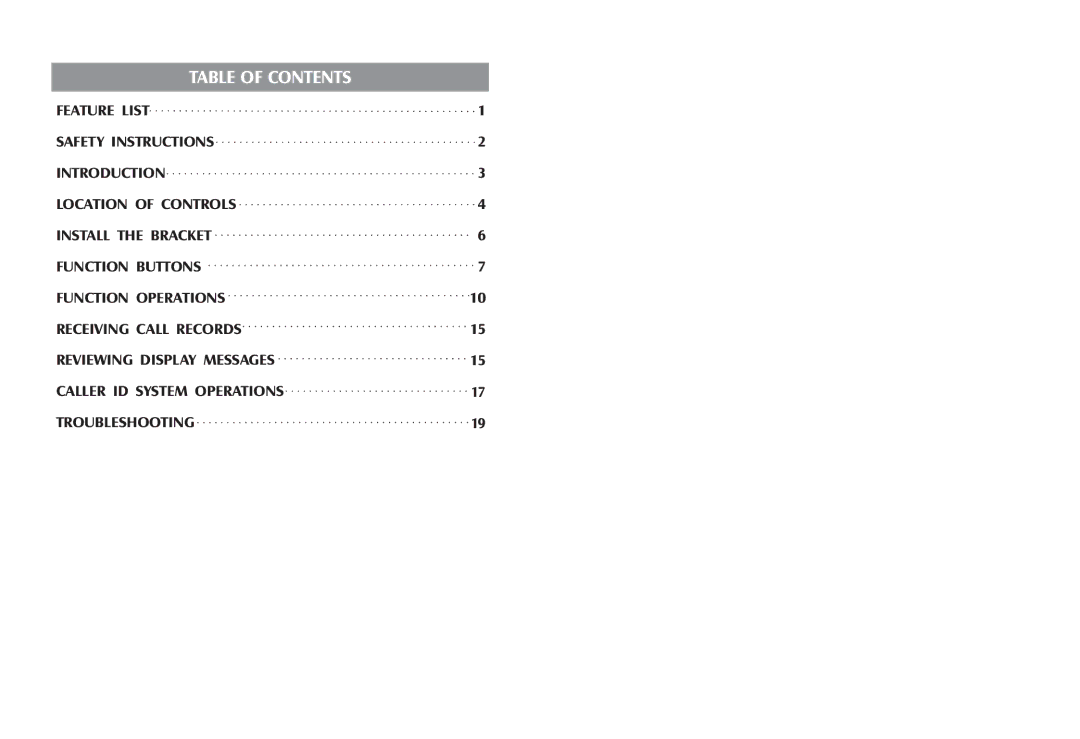 Profoon Telecommunicatie TX-255 manual Table of Contents 