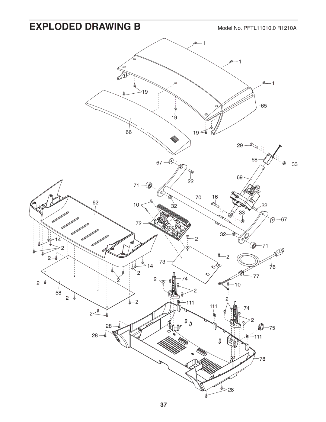 ProForm 1080 warranty Exploded Drawing B 