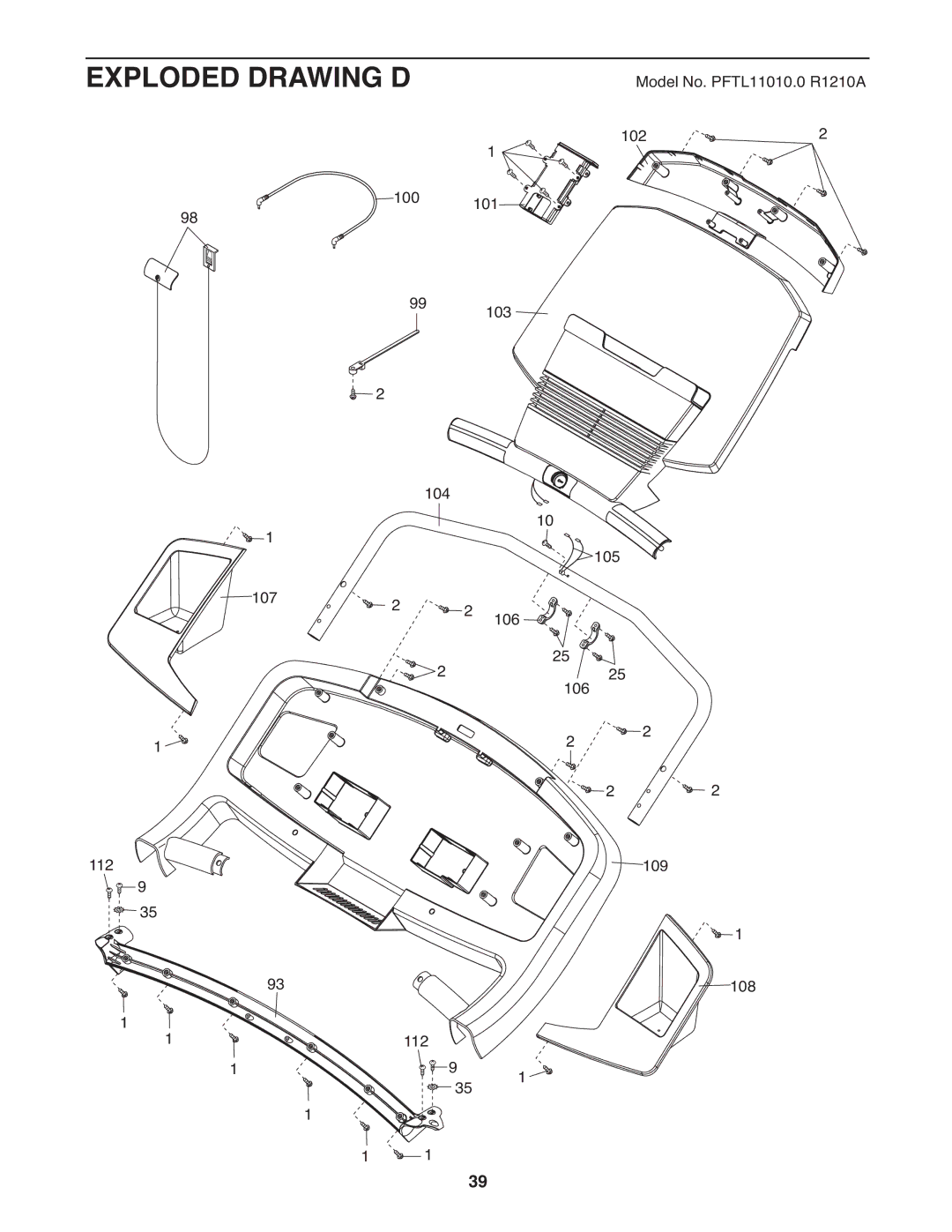 ProForm 1080 warranty Exploded Drawing D 