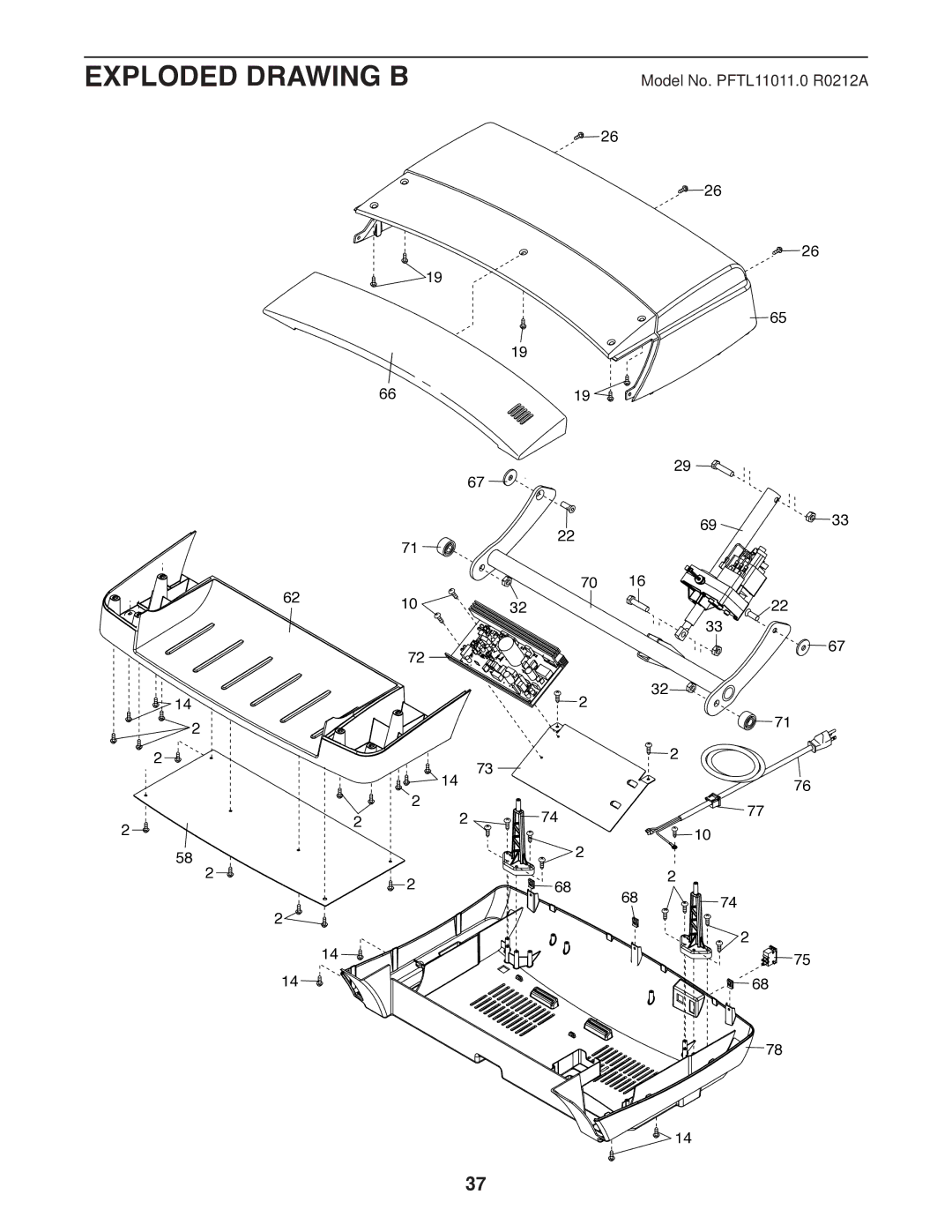 ProForm 1800 user manual Exploded Drawing B 