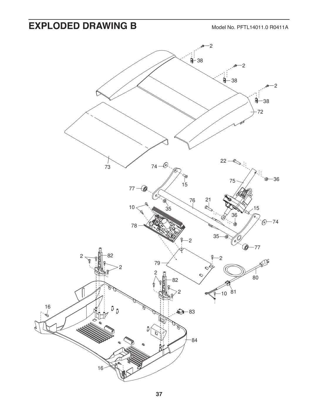 ProForm 2400 warranty Exploded Drawing B 