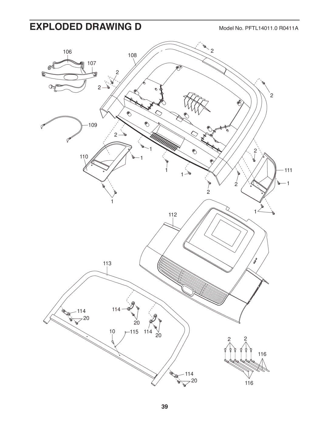 ProForm 2400 warranty Exploded Drawing D 