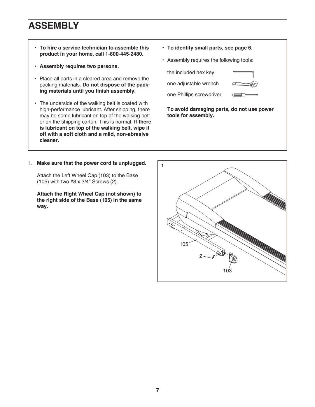 ProForm 2400 warranty Assembly 