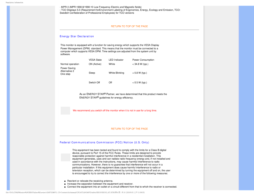 ProForm 240P2 manual Energy Star Declaration, Federal Communications Commission FCC Notice U.S. Only 