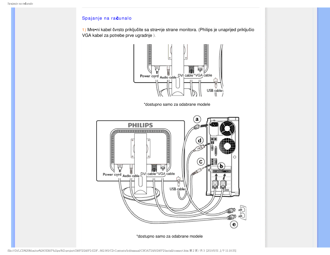 ProForm 240P2 manual Spajanje na računalo, Dostupno samo za odabrane modele 