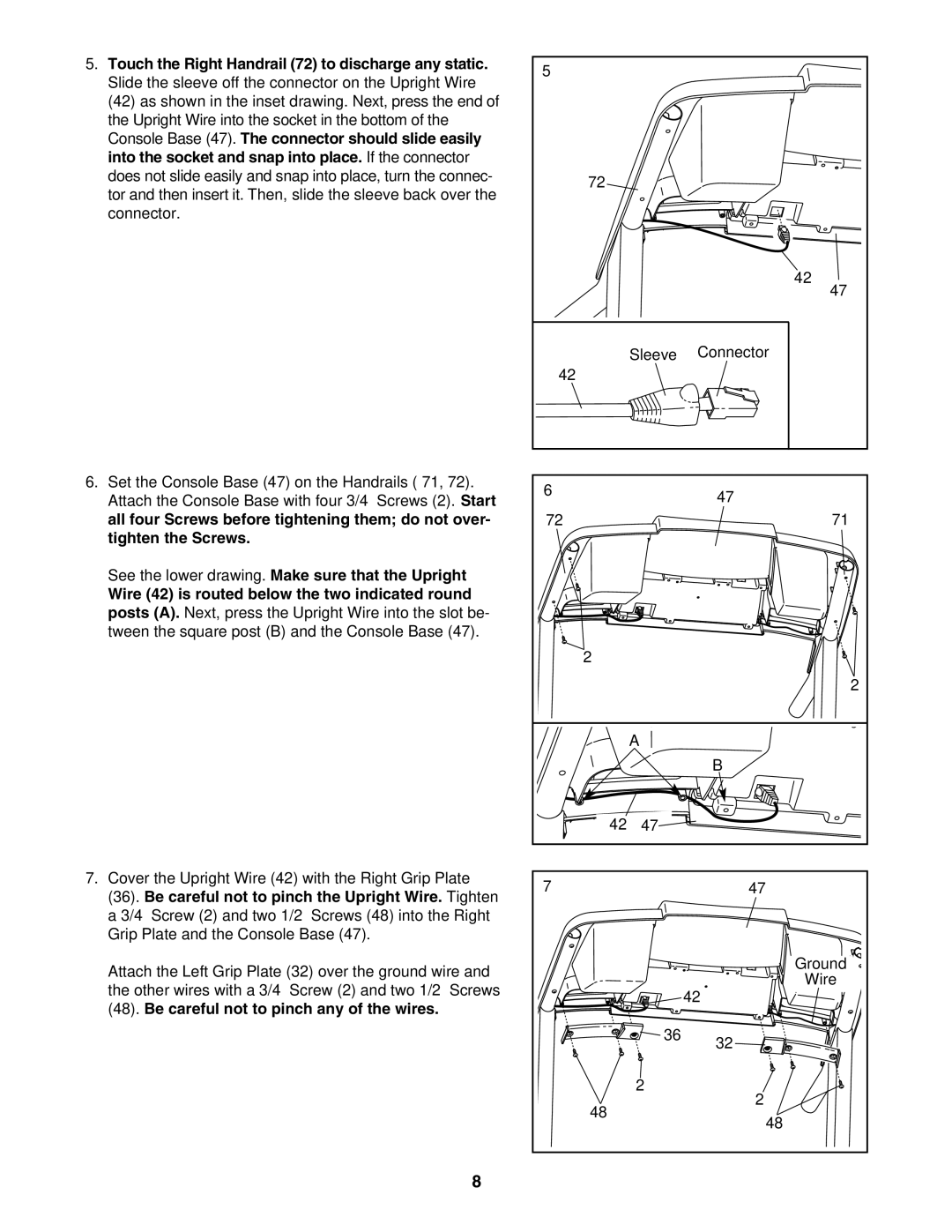 ProForm 29633.1 user manual Cover the Upright Wire 42 with the Right Grip Plate 