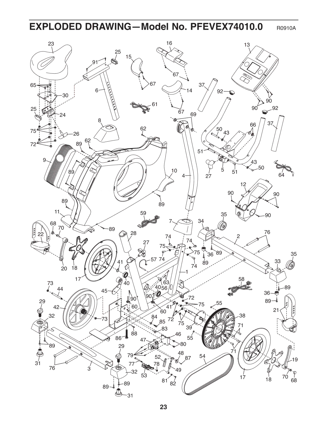 ProForm 300 ZLX user manual Exploded DRAWING-Model No. PFEVEX74010.0 