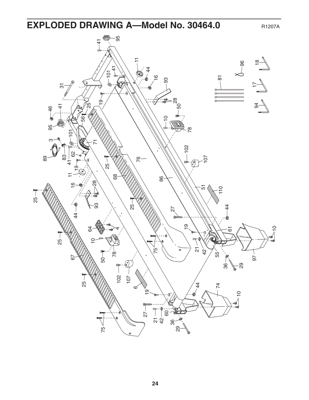 ProForm 30464.0 user manual Explodeddrawing 