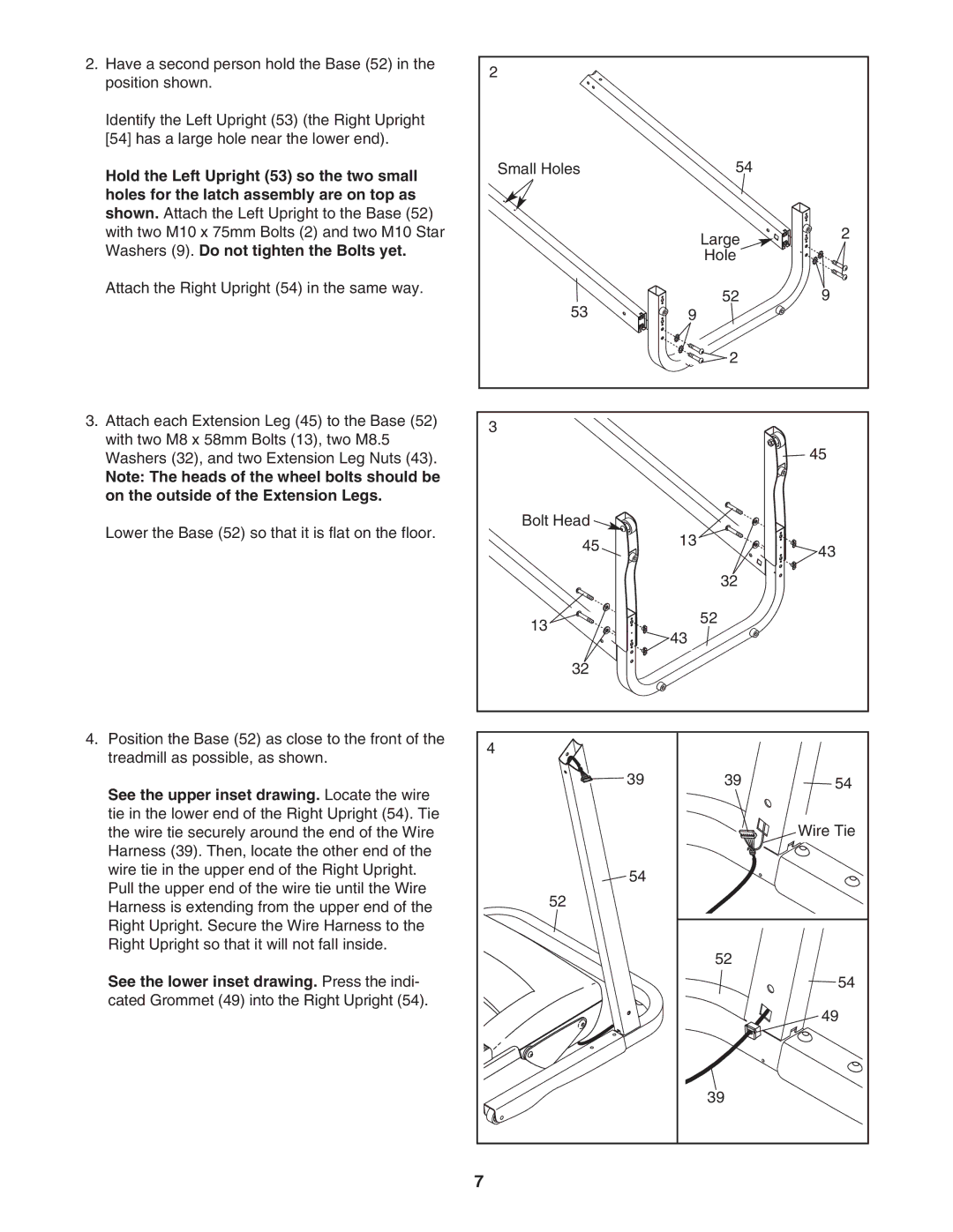 ProForm 30464.0 user manual Hold the Left Upright 53 so the two small, Holes for the latch assembly are on top as 