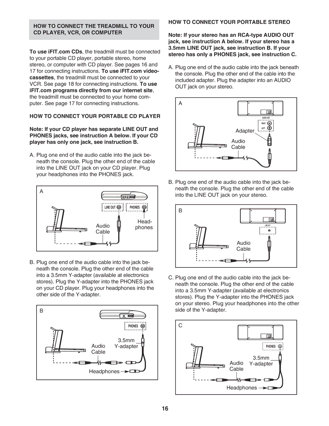 ProForm 30513.1 user manual HOW to Connect Your Portable Stereo 