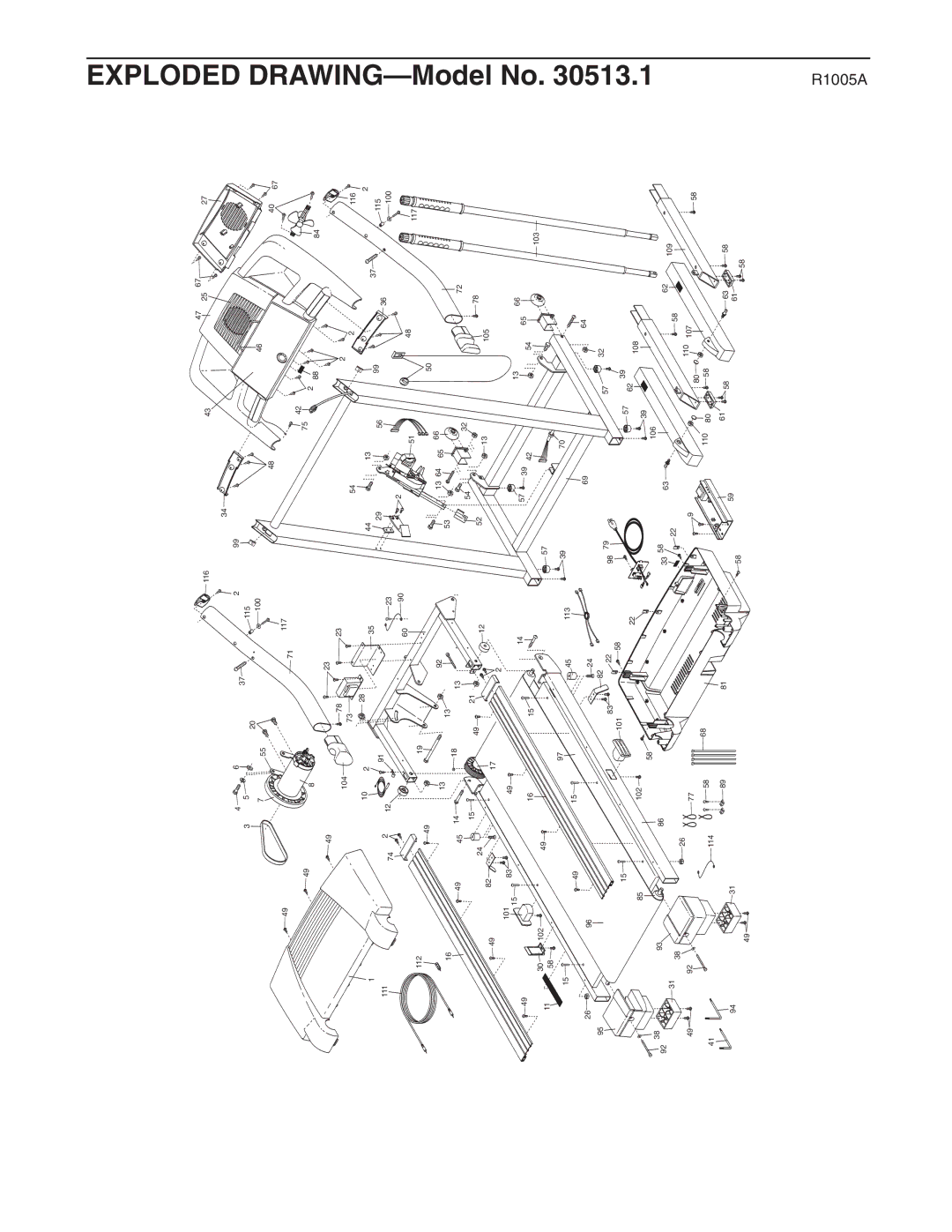 ProForm 30513.1 user manual Exploded DRAWING-Model No 