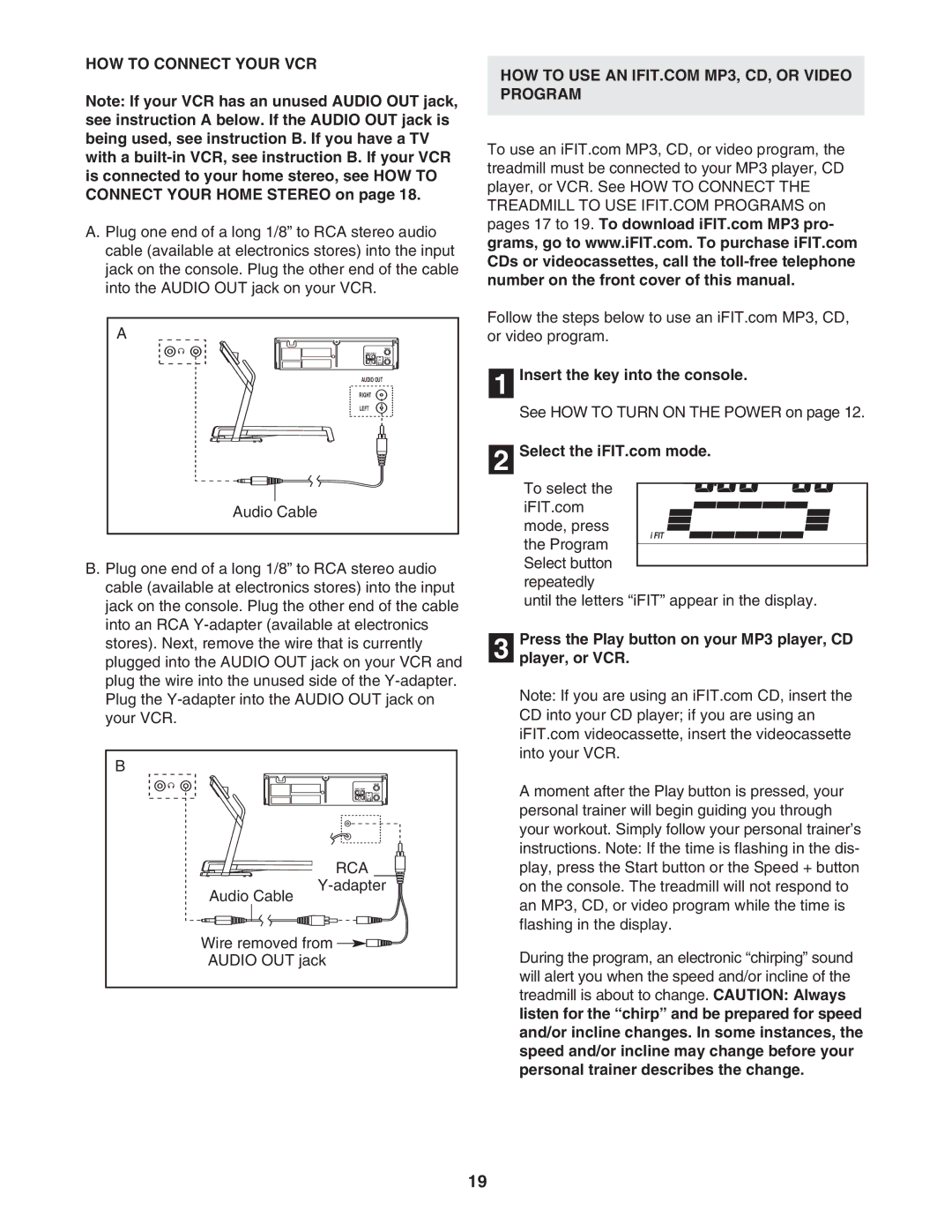 ProForm 30514.0 user manual HOW to Connect Your VCR, Press the Play button on your MP3 player, CD Player, or VCR 