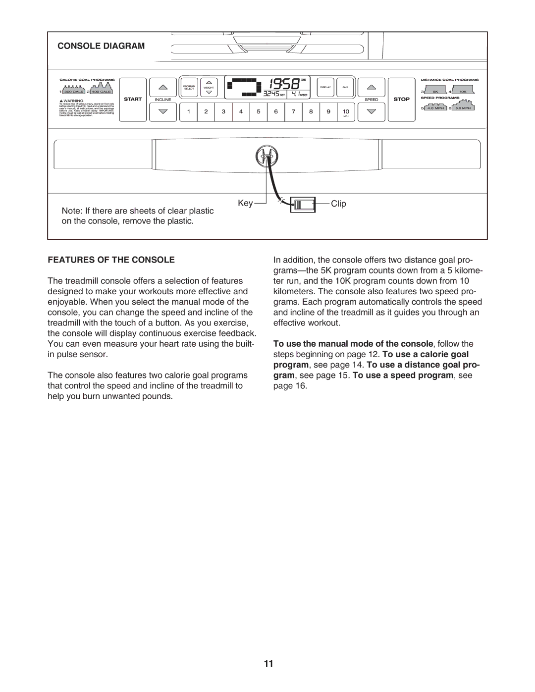 ProForm 30777.0 user manual Console Diagram, Features of the Console 