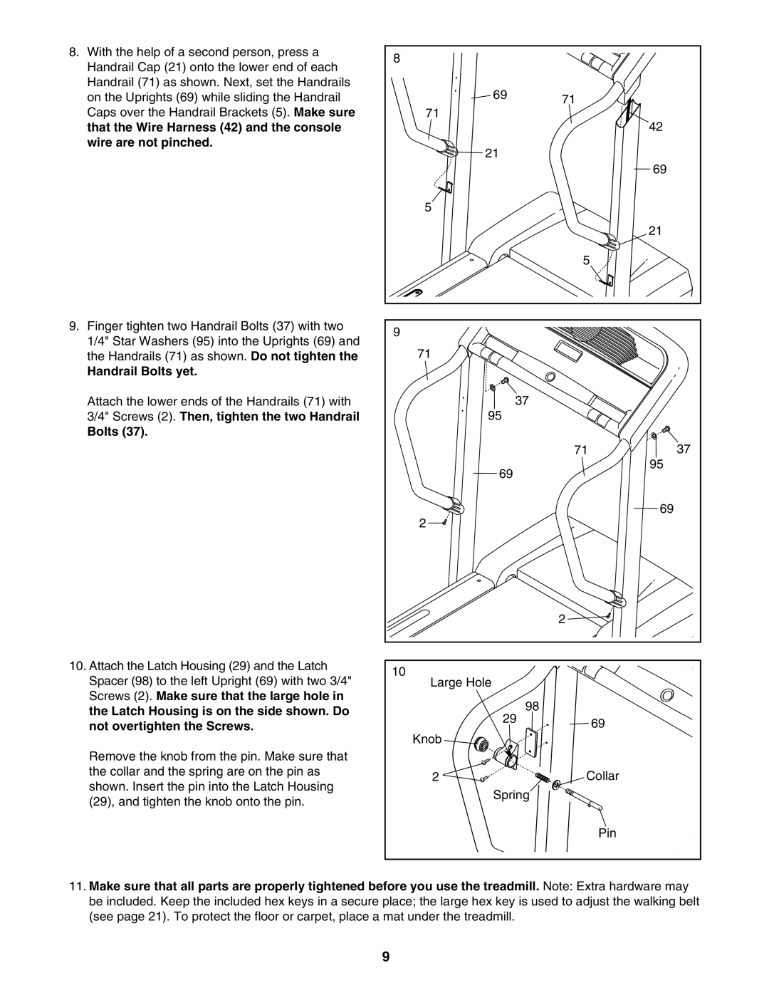 ProForm 30777.0 user manual Handrail Bolts yet 