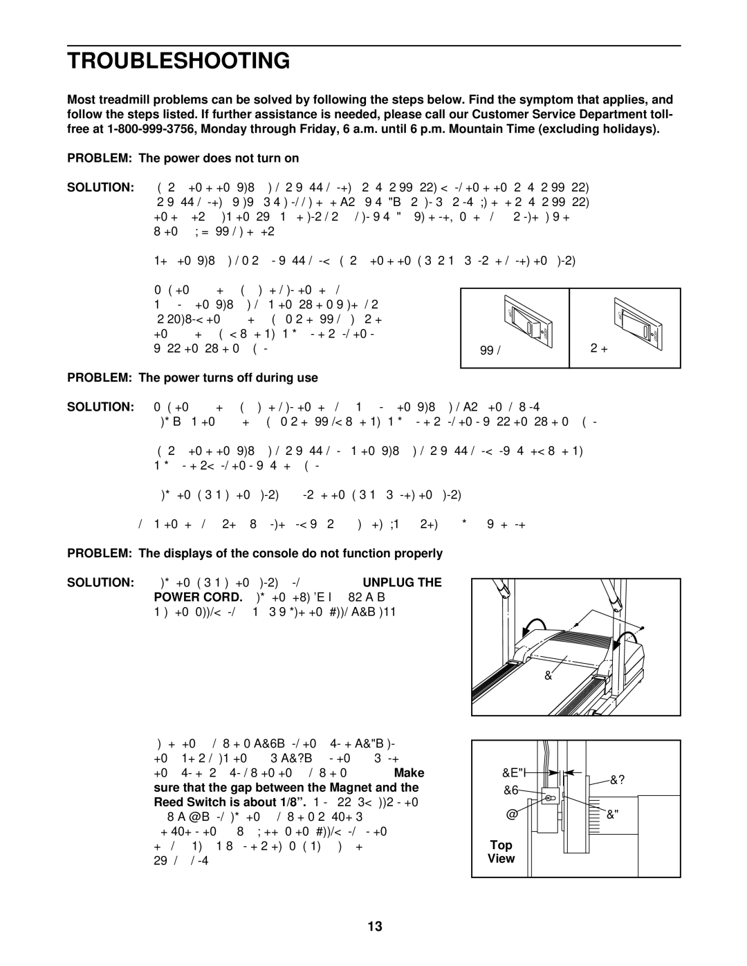 ProForm 320x user manual Troubleshooting, Solution, Power Cord 