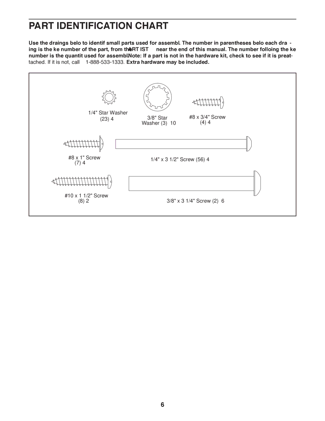 ProForm 397 user manual Part Identification Chart 