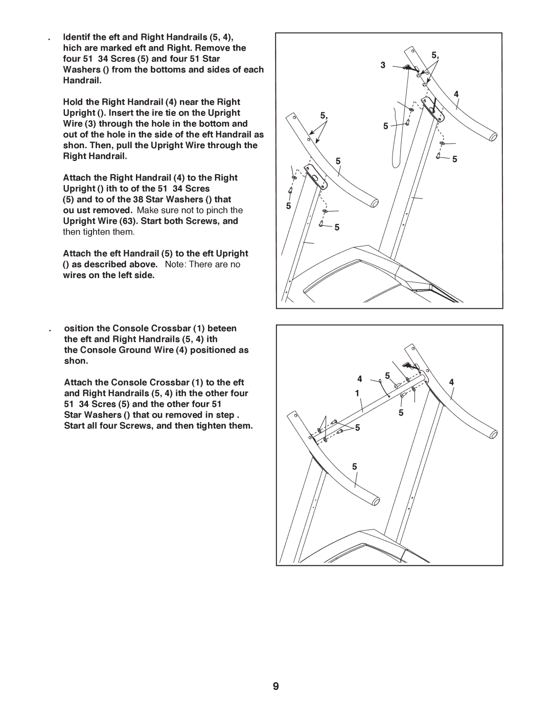 ProForm 397 Upright Wire 63. Start both Screws, and then tighten them, Start all four Screws, and then tighten them 