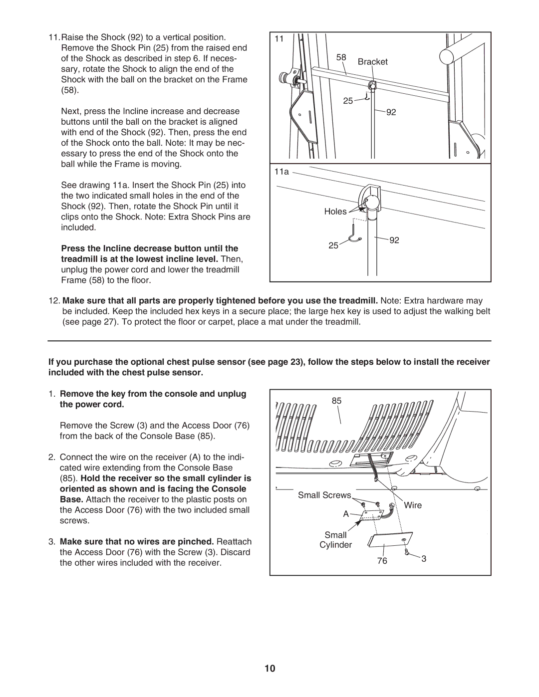 ProForm 480 CX user manual Small Screws Wire Cylinder 