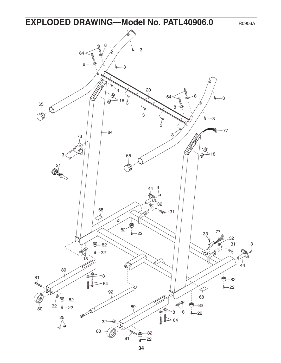 ProForm 480 CX user manual Exploded DRAWING-Model No. PATL40906.0 