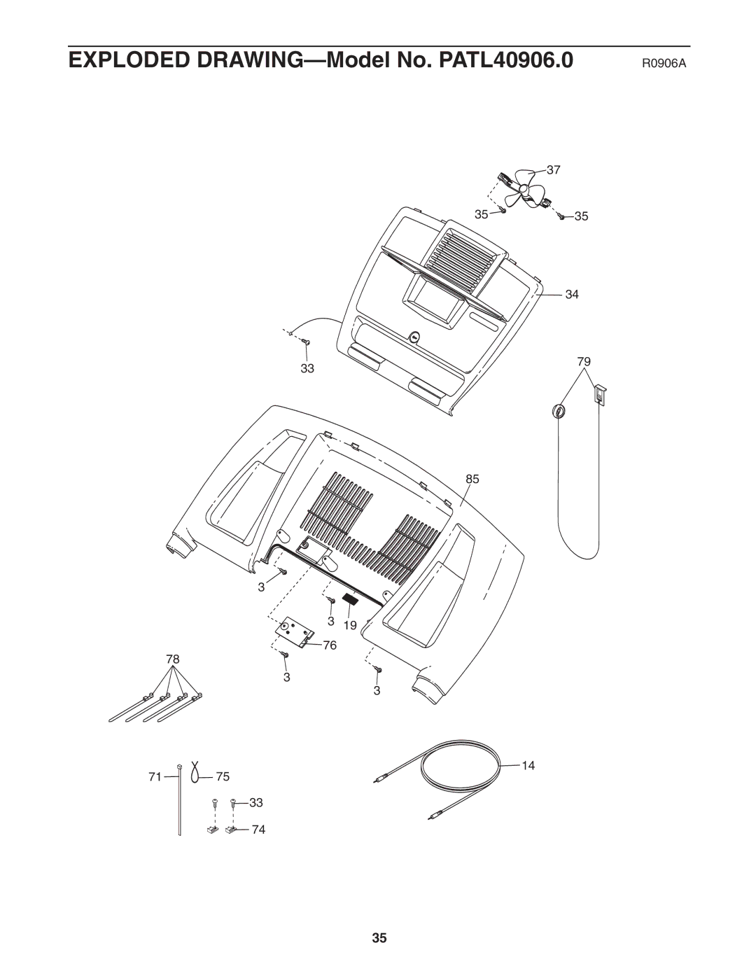 ProForm 480 CX user manual Exploded DRAWING-Model No. PATL40906.0 