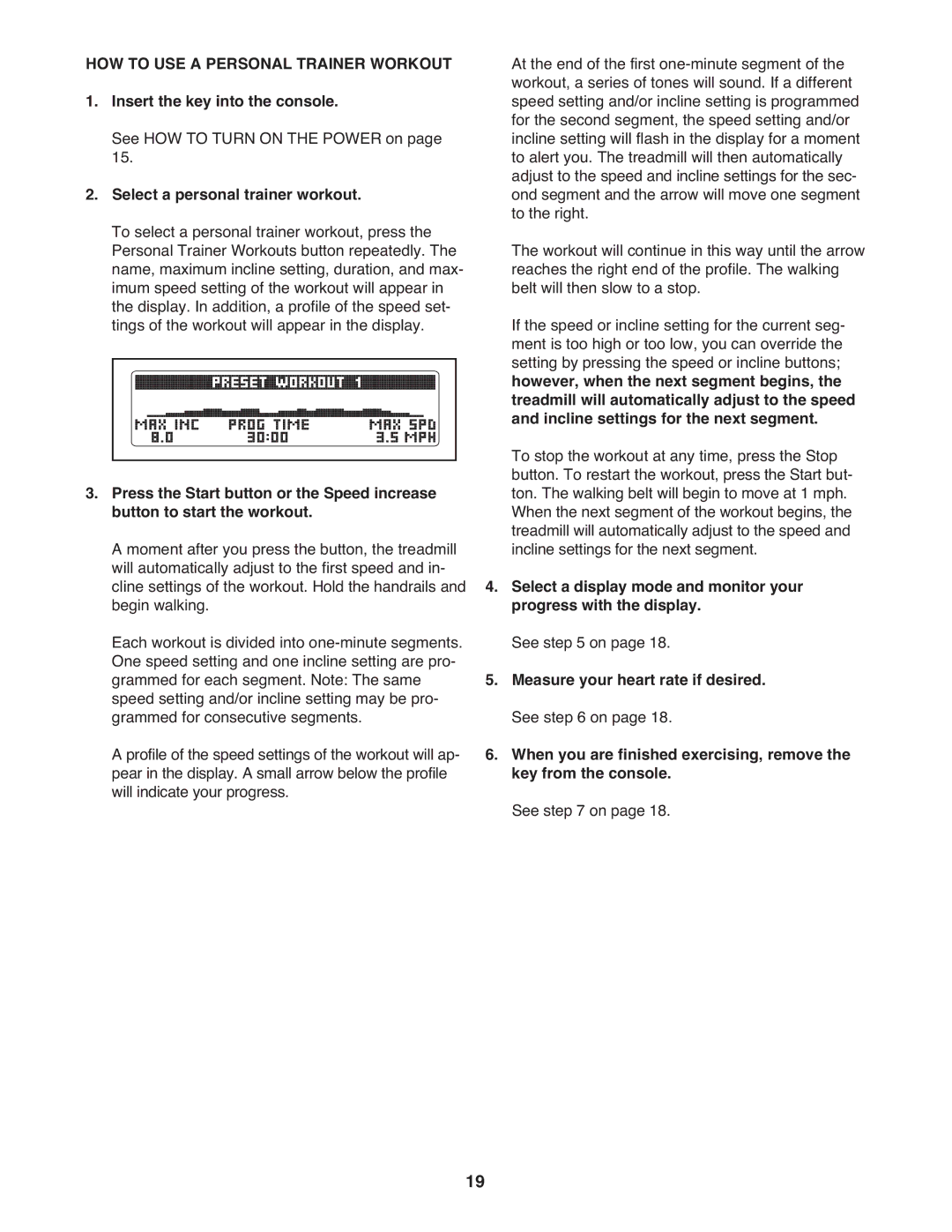 ProForm 485 CS manual HOW to USE a Personal Trainer Workout, Select a personal trainer workout 