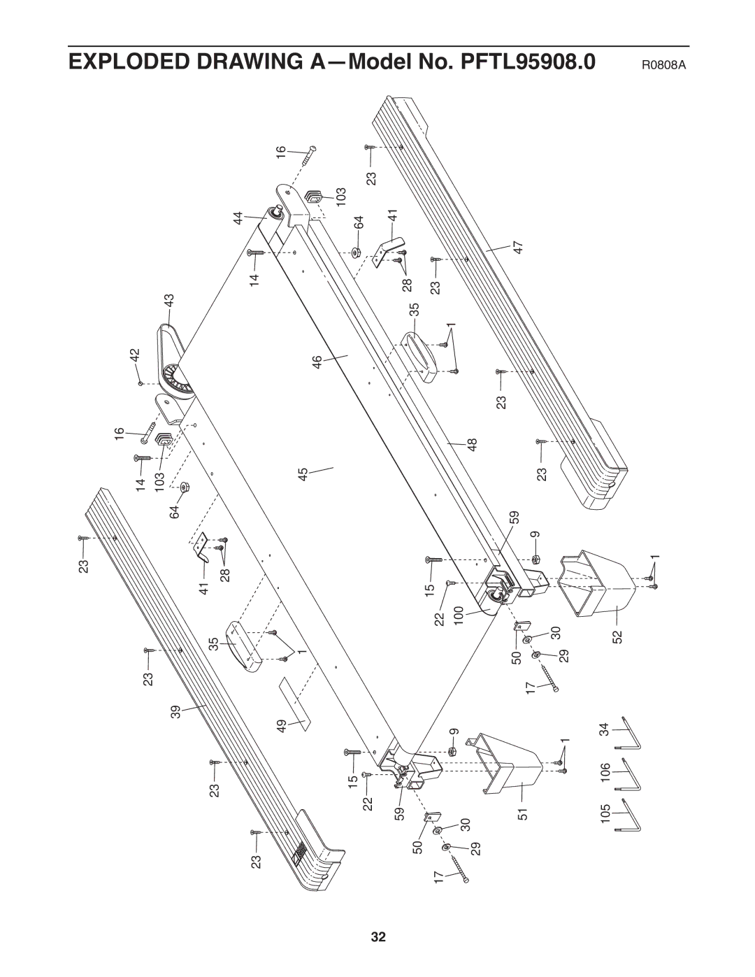 ProForm 485 CS manual Exploded Drawing A-Model No. PFTL95908.0 R0808A 