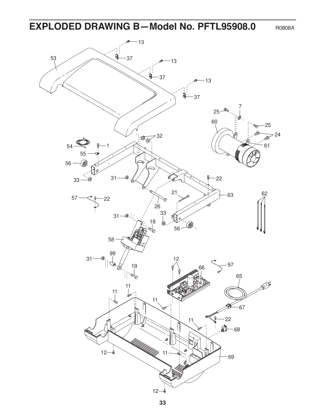 ProForm 485 CS manual Exploded Drawing B-Model No. PFTL95908.0 R0808A 