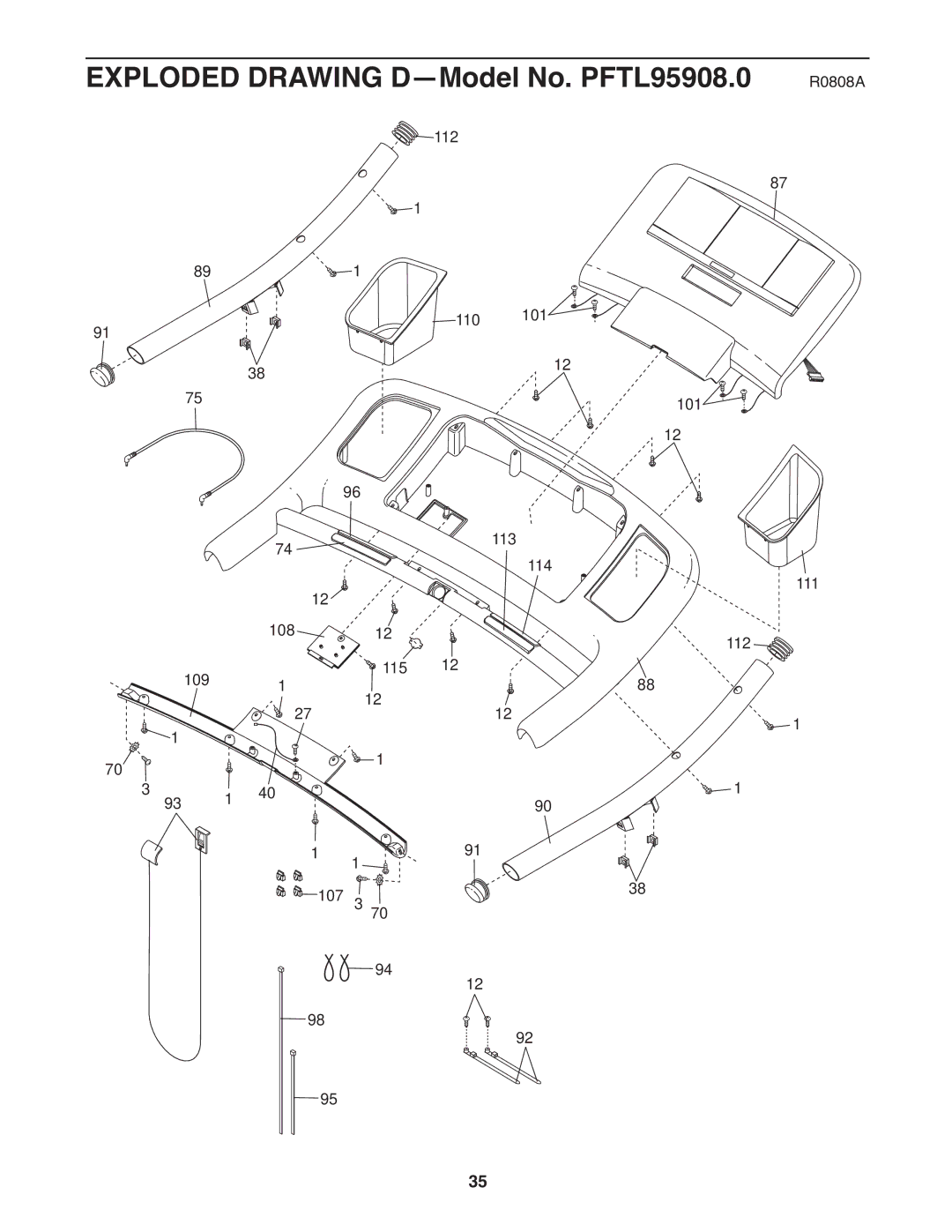 ProForm 485 CS manual Exploded Drawing D-Model No. PFTL95908.0 R0808A 