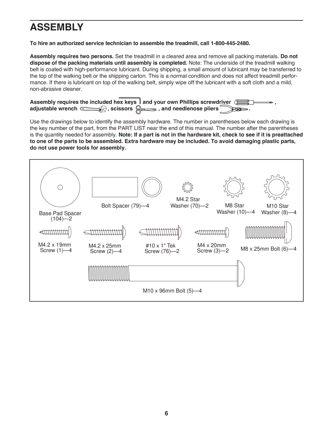 ProForm 485 CS manual Assembly 