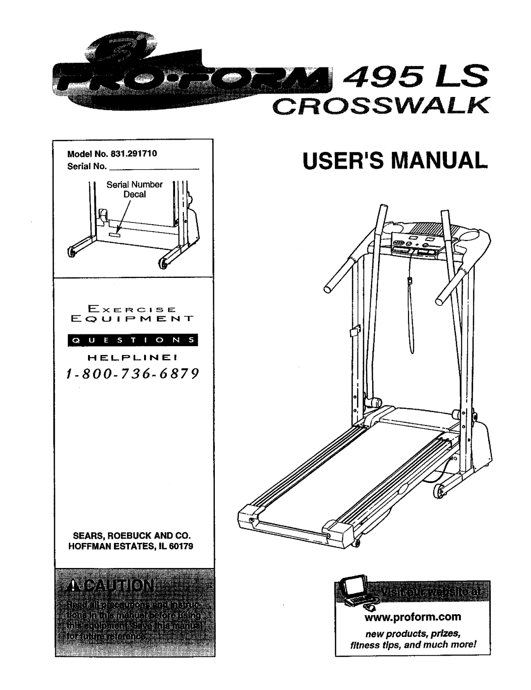 ProForm 495 LS user manual SEARS, Roebuck and CO. Hoffman ESTATES, IL 