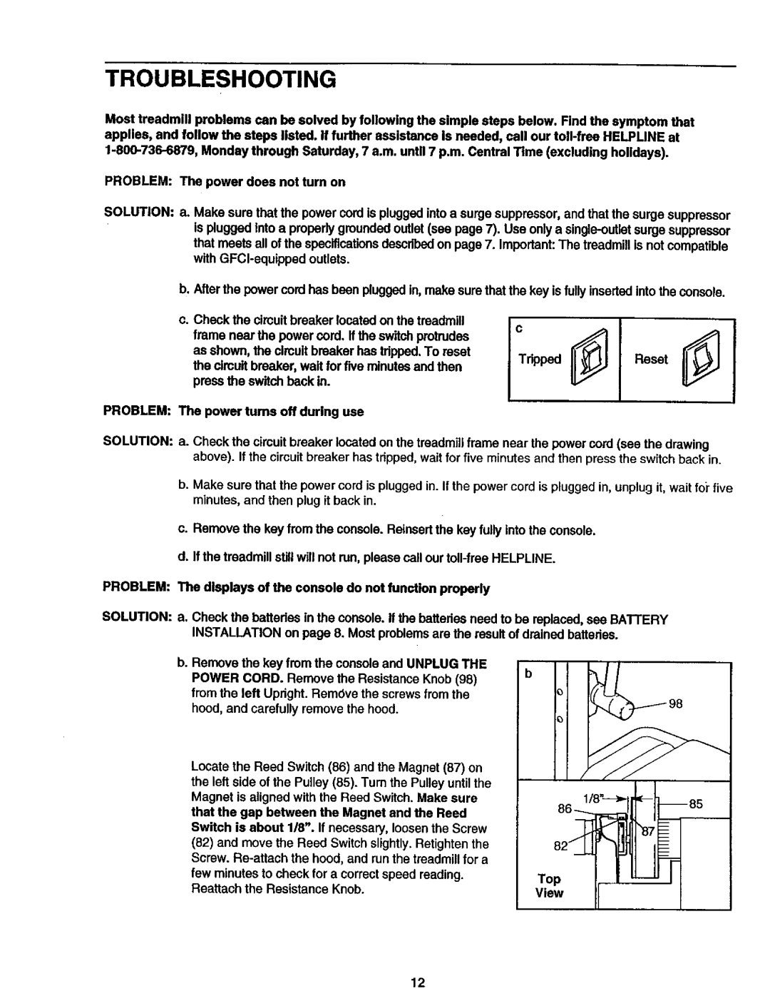 ProForm 495 LS user manual Troubleshooting 