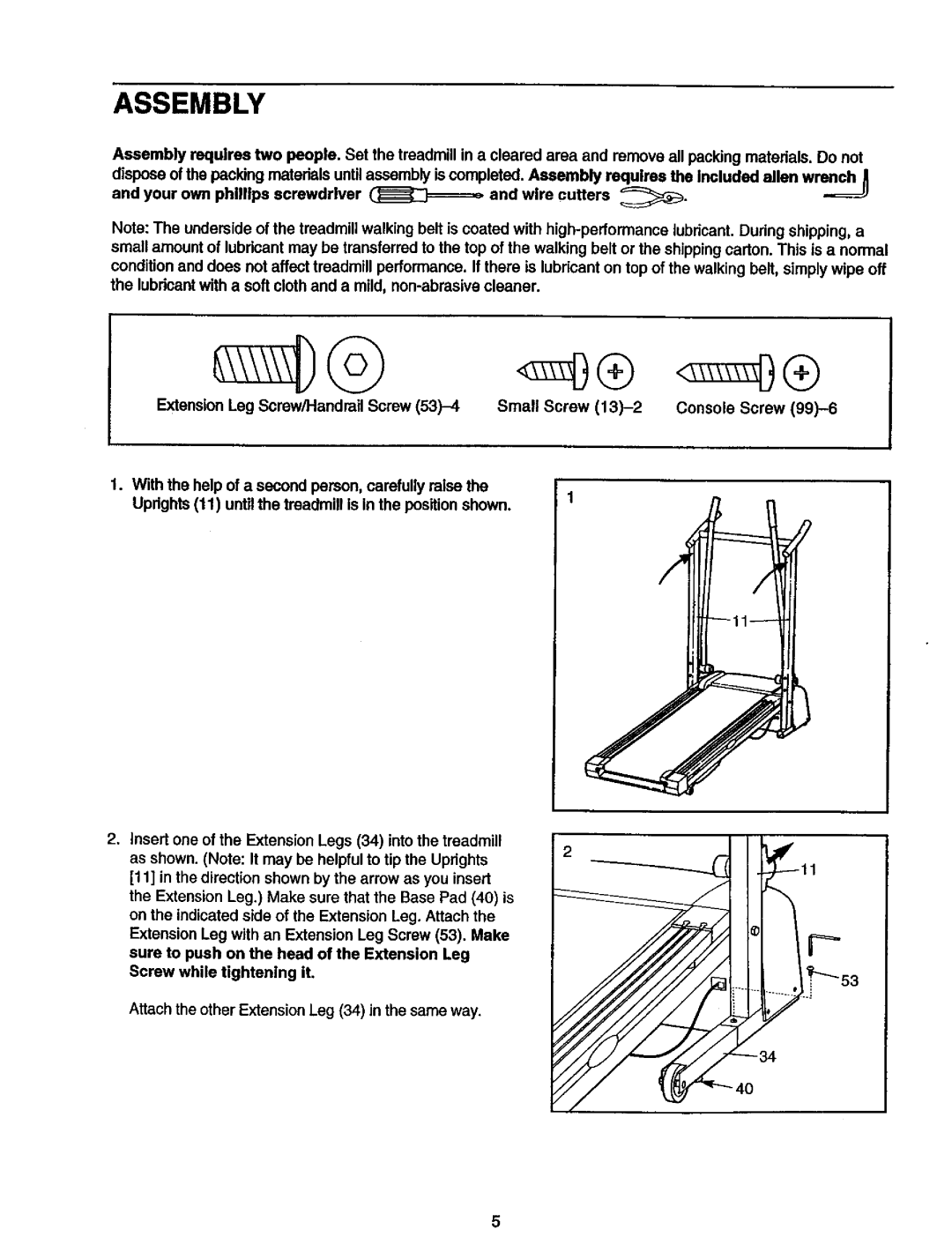 ProForm 495 LS user manual Assembly 