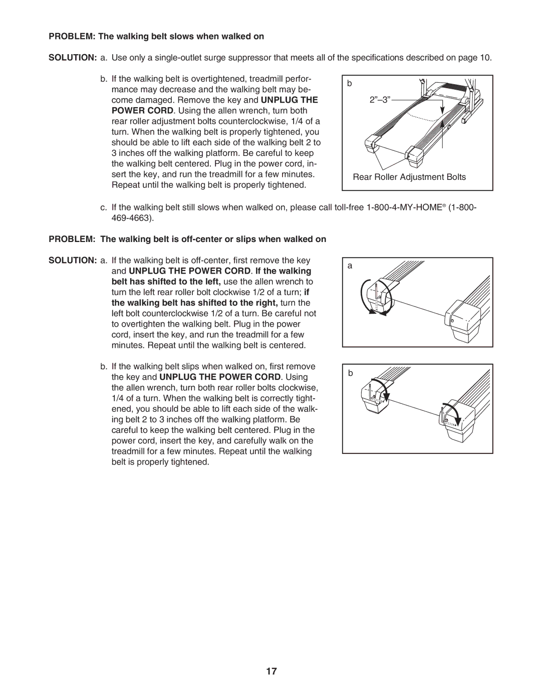 ProForm 505s user manual Problem The walking belt slows when walked on 