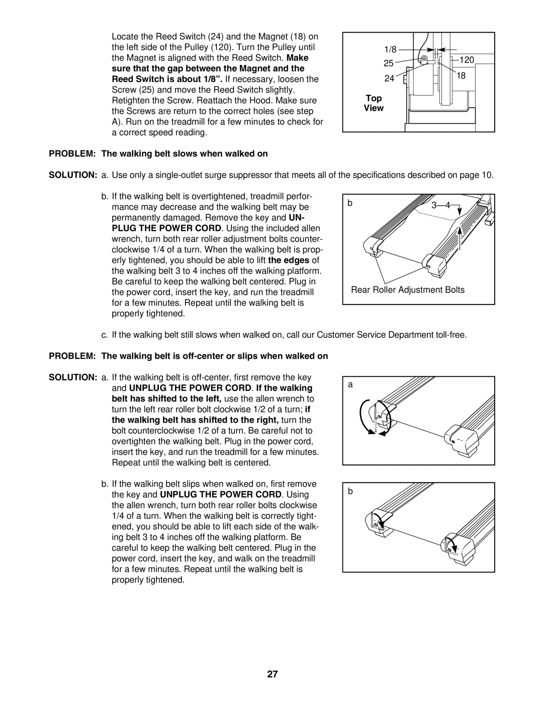 ProForm 530 user manual Top, View, Problem The walking belt slows when walked on 