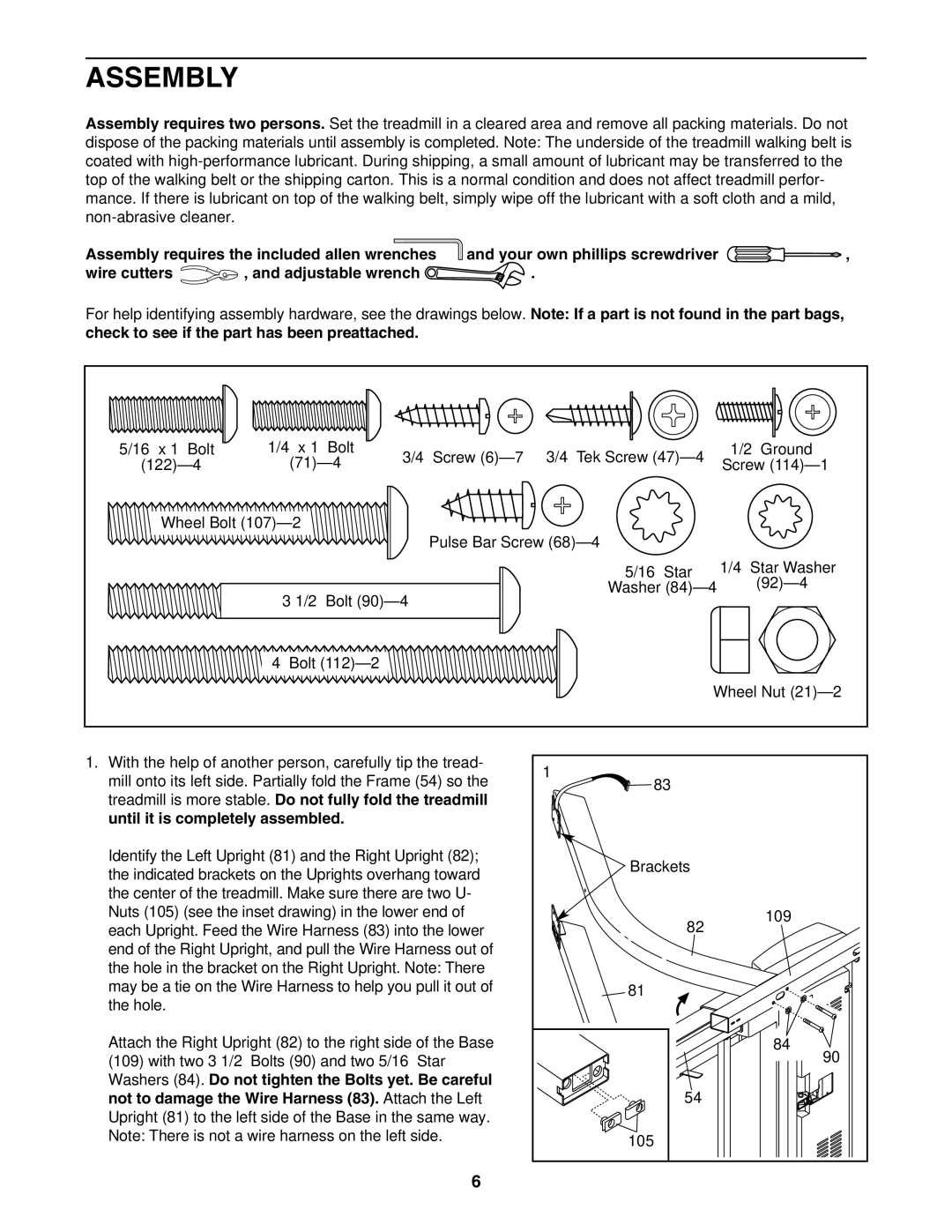 ProForm 530 user manual Assembly 