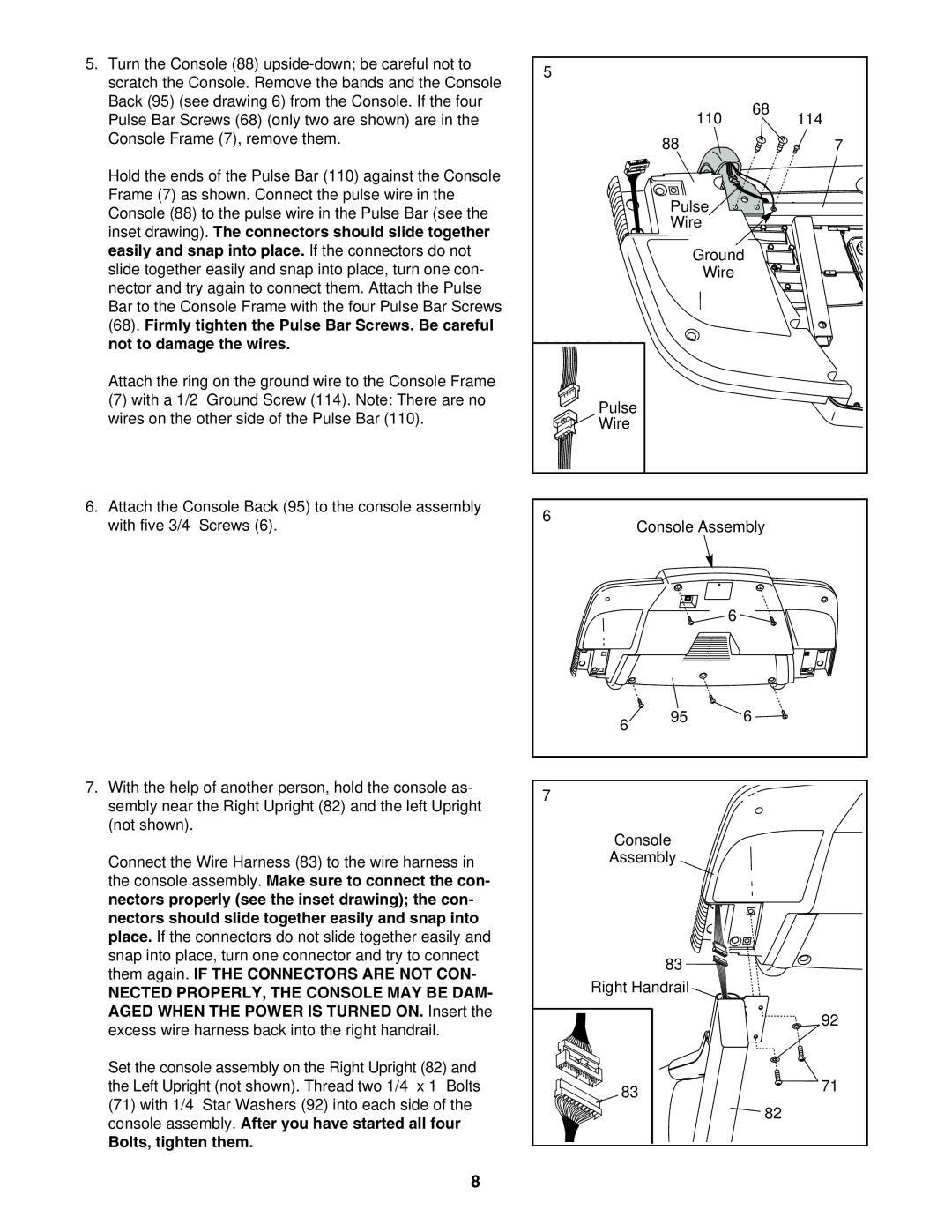 ProForm 530 user manual Bolts, tighten them 