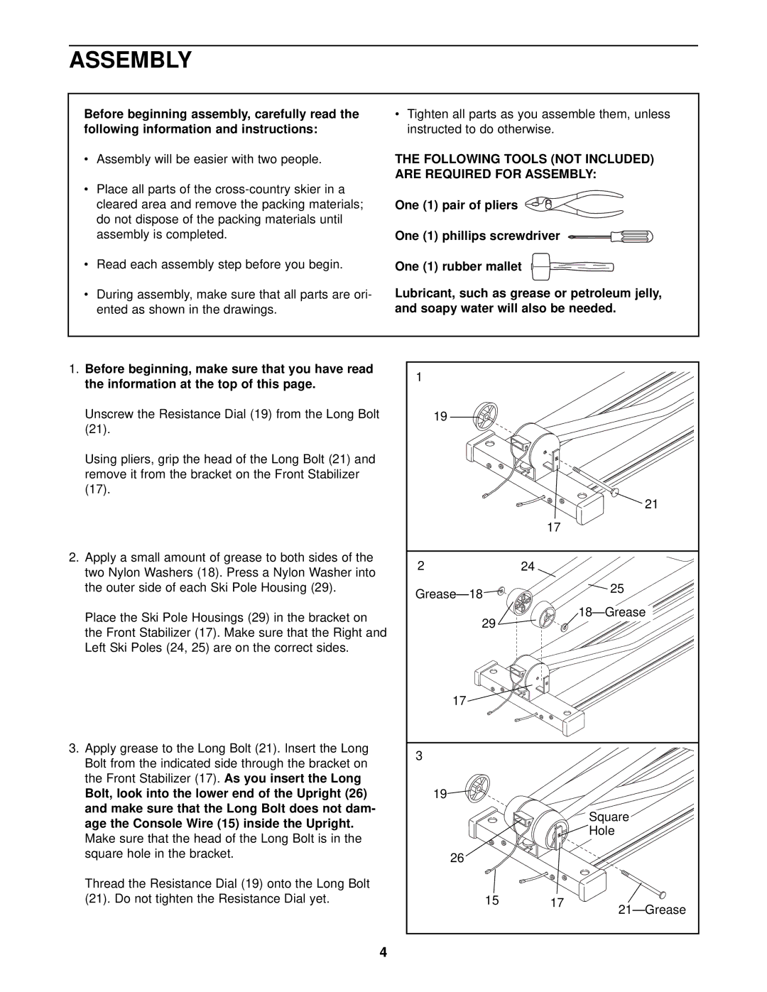 ProForm 570 XC user manual Following Tools not Included are Required for Assembly 