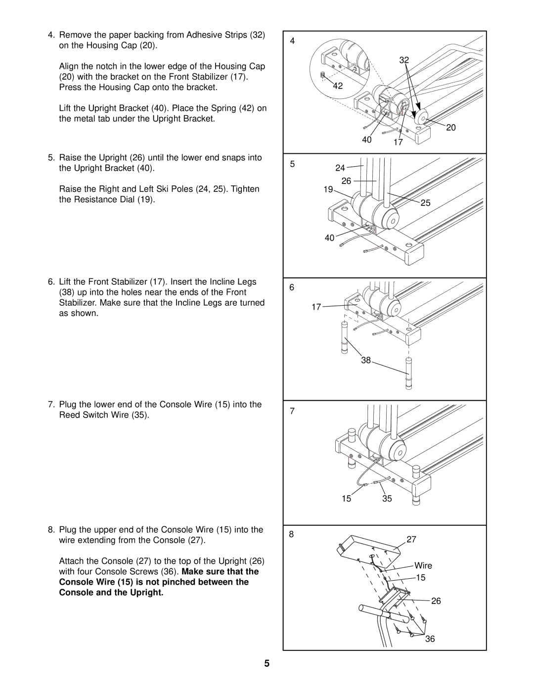 ProForm 570 XC user manual Wire 